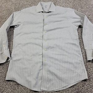 Brooks Brothers Dress Shirt Mens 16/33 Gray Button Up Check Long Sleeve Stripe